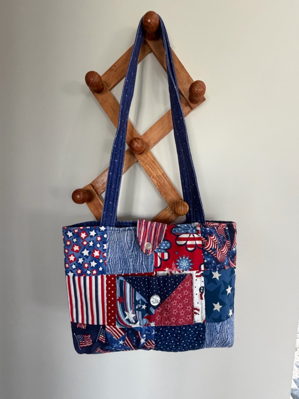 Patriotic Quilted Patchwork Tote Bag